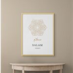 Art Decor Framed Modern Islamic Wall Art - SALAM (Peace) Mandala Minimal Art Fine Art Arabic Calligraphy Wall Décor for Living Room Bedroom Dining Room Office Gifting 75x100cm - Image 2