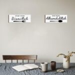 Dazingart Islamic Wood Wall Art Quote - Start with Bismillah, Appreciate with MashaAllah, End with Alhamdulillah, Rustic Arabic Calligraphy Wooden Farmhouse Wall Decor, Muslim Decor kitchen sign - Image 2