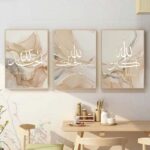 Islamic Wall Canvas Art Decor Quran Arabic Calligraphy Canvas Painting, Islamic Calligraphy Allahu Akbar Beige Gold Marble Fluid Abstract Canvas Painting Posters Wall Art Pictures Living Room Decor - Image 2