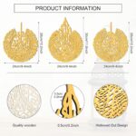 Yookeer 3 Pieces Islamic Wall Decor Muslim Gift Wall Decor Islamic Wall Art for Living Room Calligraphy Wall Indoor Decor Wooden Islamic Wall Art Decor for Home Bedroom Decor (Gold) - Image 2