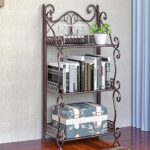 Foldable Iron 5 tier Bookcase Kitchen bathroom universal shelf Sundries organizer Storage bookshelf living room home Furniture (Color : 3L white) - Image 2