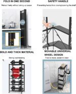 5-Tier Freestanding Storage Rack, Organizers Rolling Cart Display Wire Rack,Foldable Shelving Unit with Lockable Wheels Large Capacity Organizer Shelf,for Kitchen/Living Room/Bedroom - Image 7