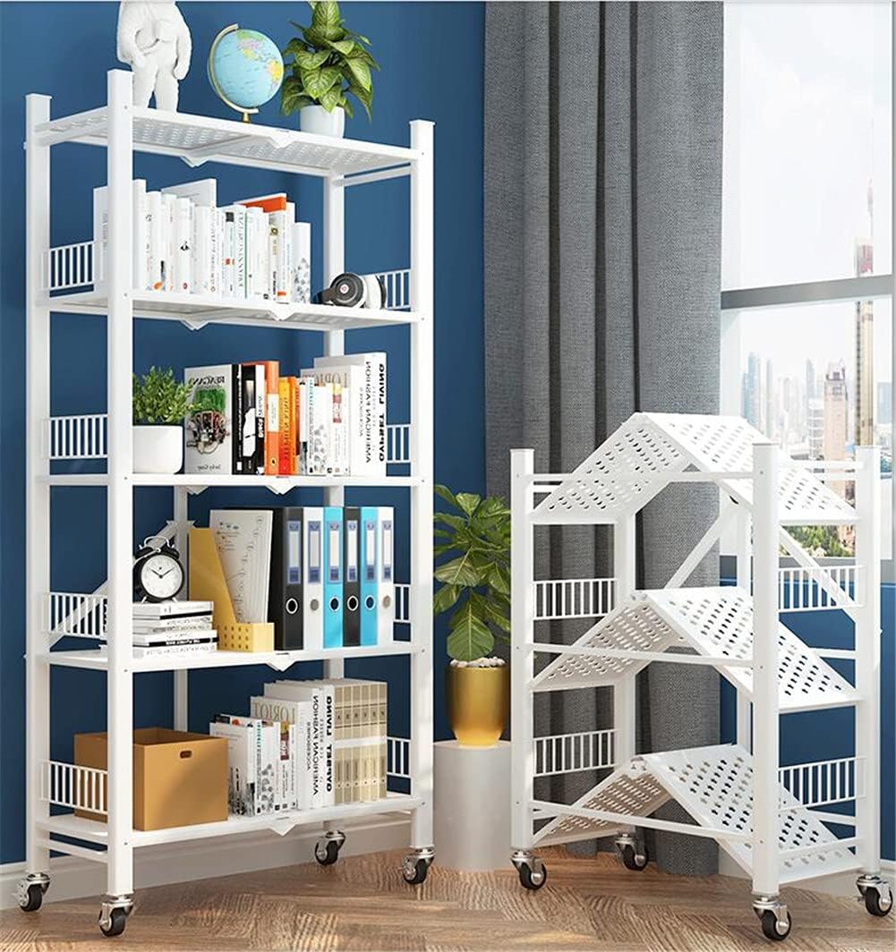 1779800924_71tPetlATRS._AC_SL1064_.jpg 5-Tier Storage Shelving Unit,Freestanding Book Shelf Folding Storage Rack Unit,Metal Organizers Rolling Cart Display Wire Rack Shelf,Home Kitchen Laundry Closet Cabinet Foldable - Image 1