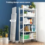5-Tier Storage Shelving Unit,Freestanding Book Shelf Folding Storage Rack Unit,Metal Organizers Rolling Cart Display Wire Rack Shelf,Home Kitchen Laundry Closet Cabinet Foldable - Image 4