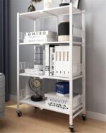 5-Tier Storage Shelving Unit,Freestanding Book Shelf Folding Storage Rack Unit,Metal Organizers Rolling Cart Display Wire Rack Shelf,Home Kitchen Laundry Closet Cabinet Foldable - Image 3