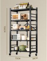 5 Tier Foldable Metal Storage Shelves on Wheels Heavy Duty No Assembly Required Large Folding Shelving Unit for Garage Pantry Home Office Black - Image 7
