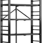 Heavy Duty Folding Metal Storage Shelves on Wheels 5 Tier Foldable Shelving Unit for Garage Kitchen Pantry Home Office Large Black Storage Rack with No Assembly Needed