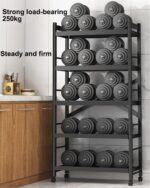 5-Tier Storage Shelving Unit Metal Shelf, Foldable Shelves with Wheels Storage Shelving Unit,Organizers Rolling Cart Display Wire Rack,for Kitchen Garage Home Office,40.5×38×145cm - Image 6