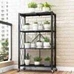 4-Tier Foldable Storage Shelving Cart with Wheels - Versatile for Bedroom, Kitchen, Bathroom, Dining Room, Garage, and Office - Space-Saving Black Shelf Unit