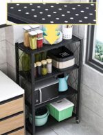 4-Tier Foldable Storage Shelving Cart with Wheels - Versatile for Bedroom, Kitchen, Bathroom, Dining Room, Garage, and Office - Space-Saving Black Shelf Unit - Image 6