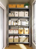 Heavy Duty 5 Tier Metal Storage Shelves with Wheels Foldable and No Assembly Required Ideal for Garage Kitchen Pantry Home Office Black - Image 3