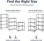 Amazon Basics 3-Shelf Narrow Storage Unit With Height Adjustable Shelves and Levelling Feet, 340 kgs Max Weight, Black, 34 cm D x 58.9 cm W x 76.2 cm H - Image 5