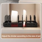Pots and Pans Organizer Under Cabinet, Sliding Pot Lid Holder and Pan Rack in Kitchen, Pull Out Pot and Pan Organizer for Cabinet, Pot Lid, Dishes, Bakeware, Pots and Pans Storage (Black) - Image 6