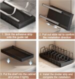 Pots and Pans Organizer Under Cabinet, Sliding Pot Lid Holder and Pan Rack in Kitchen, Pull Out Pot and Pan Organizer for Cabinet, Pot Lid, Dishes, Bakeware, Pots and Pans Storage (Black) - Image 7