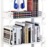 Foldable Iron 5 tier Bookcase Kitchen bathroom universal shelf Sundries organizer Storage bookshelf living room home Furniture (Color : 4L white)