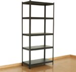 Boltless shelf 5-Tier Storage Shelf Unit, 150kg per Shelf Capacity, Metal Frame, Black
