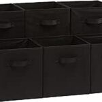 Amazon Basics Collapsible Fabric Storage Cube/Organiser with Handles, Pack of 6, Solid Black, 26.6 x 26.6 x 27.9 cm