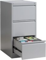 RIGID Vertical Filing Cabinet with 3 Drawers | Heavy-Duty Metal Document Storage | Smooth Sliding Drawers, Key Lock Protection, Office Organizer, Grey (62D x 46.5W x 102.5H cm) Assembled - Image 6
