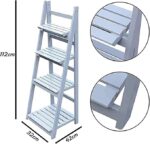 JOHN'SDECOR 4 Tier Ladder Shelf with Storage Space Free Standing Bookshelf Wooden Plant Stand Multi-Functional Ladder Shelving Unit Bookcase Organizer Rack Flower Pot Stand Storage Rack - Image 2