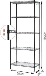 5-Tier Metal Wire Shelving Rack - Adjustable Layer Rack Strong Steel, Organizer for Kitchen, Pantry, Laundry, Office