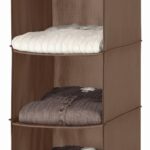 5-Shelf Hanging Closet Organiser, Brown, Sturdy Metal Frame, 88.9cm Height, with 6 Side Pockets for Clothes, Shoes and Accessories Storage
