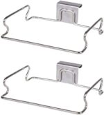 2 Pack Stainless Steel Trash Bag Holder, Garbage Storage Bags Rack, Hanging Garbage Bag Storage Organizer Rack for Kitchen Cabinets Doors and Cupboards Towel Gloves Hanger