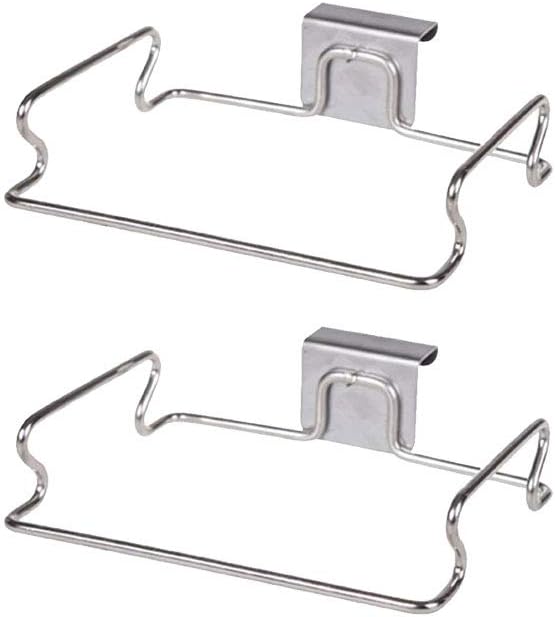 51AmrLqAzHL._AC_SL1001_.jpg 2 Pack Stainless Steel Trash Bag Holder, Garbage Storage Bags Rack, Hanging Garbage Bag Storage Organizer Rack for Kitchen Cabinets Doors and Cupboards Towel Gloves Hanger - Image 1