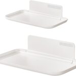 2-Pack White Foldable Adhesive Floating Shelves - No-Drill, Renter-Friendly Wall Shelves for Bathroom, Bedroom, RV & Kitchen | Ideal for Phones, Watches & Personal Items