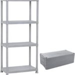 MXM 4-Tier Storage Shelves Multipurpose Stand, Kitchen Adjustable and Foldable Heavy Duty Rack, 130 cm Height, 25 kg Per Shelf, Storage Solution for Home, Office, Garage (Grey)