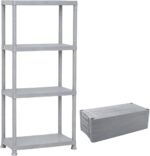 MXM 4-Tier Storage Shelves Multipurpose Stand, Kitchen Adjustable and Foldable Heavy Duty Rack, 130 cm Height, 25 kg Per Shelf, Storage Solution for Home, Office, Garage (Grey)