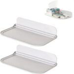 2 Pcs Floating Wall Shelves Self Adhesive Floating Wall Shelves, Bathroom Folding Rack Toilet Wall Towel Storage Perforation-Free Bedroom Bedside Shelf Hanging Bracket Foldable Adhesive Organizer