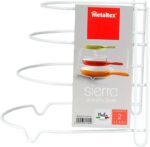 Metaltex Frypan Holder Sierra White – 4-Seat Pan Organizer – Countertop, Cabinet, or Drawer Storage – Iron Wire Body with LDPE Coating - Image 4