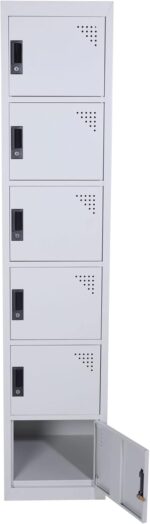 RIGID 6 Door Steel Storage Locker with Shelves | Metal Cabinet for Home, School & Office | Secure Key Lock System, Plastic Handles, Multi-Compartment Organizer, Grey (45D x 38W x 180H cm) Assembled - Image 7