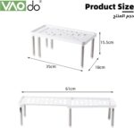VAODO Expandable Cabinet Shelf, Countertop Storage Rack Free Standing, Kitchen Cupboard Organizer, Spice Rack, Retractable Storage Racks, for Office, Bedroom, Living Room, Bathroom, 2 Pack - Image 2