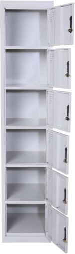 RIGID 6 Door Steel Storage Locker with Shelves | Metal Cabinet for Home, School & Office | Secure Key Lock System, Plastic Handles, Multi-Compartment Organizer, Grey (45D x 38W x 180H cm) Assembled - Image 9