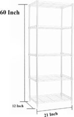 5 Tier Wire Shelves for Organization and Storage Microwave Stand, Metal Shelves Unit Perfect for Laundry Bathroom Closet Kitchen Shelves (White) - Image 3