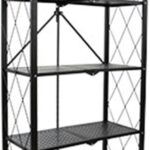Metal Shelf Storage Shelves, Foldable Kitchen Stand Storage Shelves, Shelf Unit with X Side Frame, High Density Mesh for Garage, Pantry, Bathroom (28.5x14.5x64cm-5 Tiers)