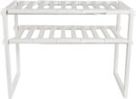 SKY-TOUCH 2 Tiers Expandable Kitchen Organizer, Multi-Functional Shelf Cabinet, Expandable Space Saving Rack