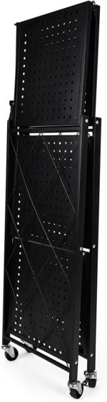 HealSmart 3-Tier Heavy Duty Foldable Metal Rack Storage Shelving Unit with Wheels Moving Easily Organizer Shelves Great for Garage Kitchen Holds up to 750 lbs Capacity, Black (HKSHLFFOLD28153403BV1) - Image 8