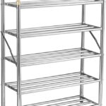 5-Tier Portable Shoe Rack Freestanding Stainless Steel Shoe nizer Foldable Storage Shelf for Closet Shoe Storage Solution Space-Saving Design