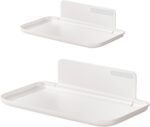 Joyzzz Adhesive Floating Shelves, 2 PCS Foldable No-Drill Wall Shelves, Space-Saving Renter-Friendly Storage for Bathroom, Bedroom, Kitchen, RV, Ideal for Phones, Watches, Personal Items