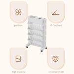 5 Tier Storage Rack, Multilayer Large Capacity Storage Shelf Organizer with Wheels, Multifunctional Storage Carts for Kitchen, Office, Living Room, Bathroom - Image 6