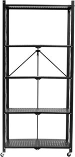 KSEIBI 5-Tier Carbon Steel Folding Storage Rack, 71.5 cm x 34 cm x 160 cm Size, Black - Image 2