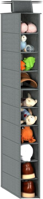 Hanging Shoe Organizer 10 Tier Hanging Shelves for Closet Organizers and Storage System，Foldable Design, for Wardrobe, Baby Clothes Organization and Storage（Gray） - Image 6