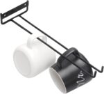 TERRIFI Glass Cup Rack, 2 PCS Stemware Rack Black, Drinking Glass Holder Under Shelf Metal Wall Mounted Hanging Rack Shelf Mug Cup Display Stand, Glasses Storage Hanger for Cabinet Kitchen, 12Inch - Image 2