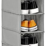 Hanging Shoe Organizer 10-Shelf Shoes Storage for Wardrobe Non-woven Collapsible Hanging Shoe Rack Slim Wardrobe Shoe Storage Organiser Foldable Space Saving Shelf Clothes Handbag Hat Organizer(1pack)