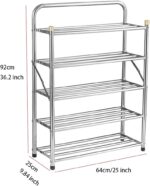 5-Tier Portable Shoe Rack Freestanding Stainless Steel Shoe nizer Foldable Storage Shelf for Closet Shoe Storage Solution Space-Saving Design - Image 3