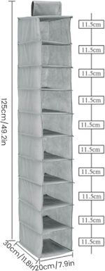 Hanging Shoe Organizer 10-Shelf Shoes Storage for Wardrobe Non-woven Collapsible Hanging Shoe Rack Slim Wardrobe Shoe Storage Organiser Foldable Space Saving Shelf Clothes Handbag Hat Organizer(1pack) - Image 3