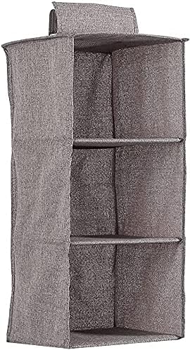 51msX-7TvS._AC_.jpg Maogear Shelf Hanging Closet Organizer,Grey Wardrobe Hanging Shelves,Foldable Canvas Clothes Storage Hanger for Sweater,Shoes,Kids,Nursery and Clothing Accessories (3 Layers of Gray) - Image 1