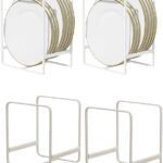 SKYLEAF 2PCS Large Dish Holder Dish Rack Bowl and Plates Organizer for Kitchen Cabinet Metal Dish Drying Stand After Wash Space Saving Plate Dish Storage for Cabinet Countertop Kitchen Organizer